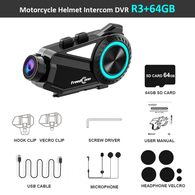 Freedconn R3 Bluetooth Motorhelm Intercom Headset Wifi App 1440P Motorfiets Dashcam Motor Auto Dvr Hoofdtelefoon
