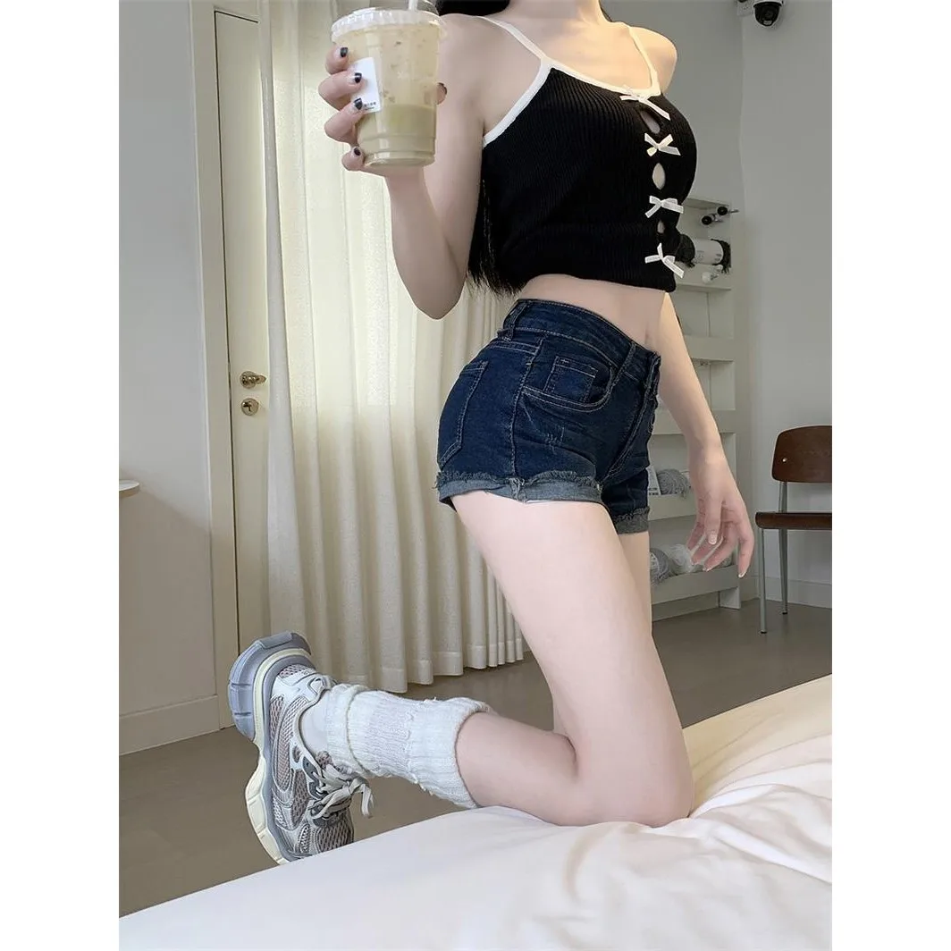 الأمريكية الرجعية منخفضة الخصر جرس بوت الدنيم orts المرأة الصيف سليم صالح مثير السراويل الساخنة ضيق الجينز عالية الشق تنورة