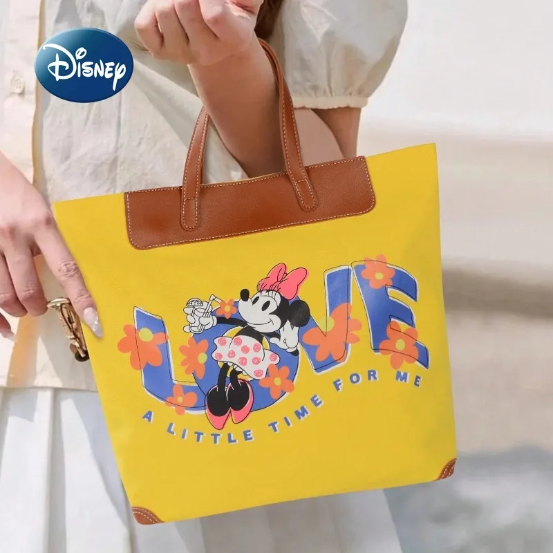 

Disney Minnie New Women's Handbag Canvas Luxury Brand Large Capacity Women's Handbag Cartoon Casual Tote Bag High Quality