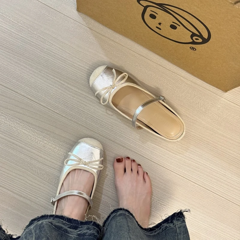 Sepatu sandal Mules Wanita simpul kupu-kupu Musim Panas 2024 sepatu Slipper mode dangkal Slip on sandal wanita elegan Internal Elevation Sandalias sepatu