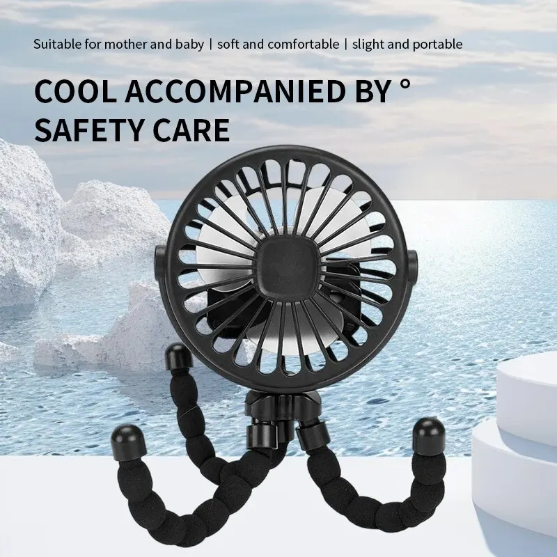 New Multifunctional Childrens Stroller Mini Fan Portable USB Charging Small Fan Mobile Phone Holder Outdoor Handheld Octopus Fan