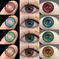 UYAAI 2Pcs Fashion NEW Style 2024 Colored Contacts Lenses Misty Rose Series Brown Eyes Halo Series Pink Eyes Party Gloss Eyes