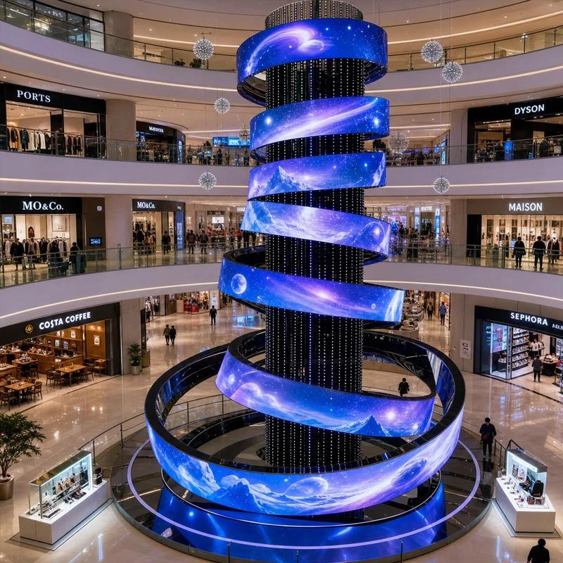 Custom Led Lightbox Irregular Shape Diy Curved Led Screen Advertising Flexible Curve Led Display Panel for Shopping Mall Hotel