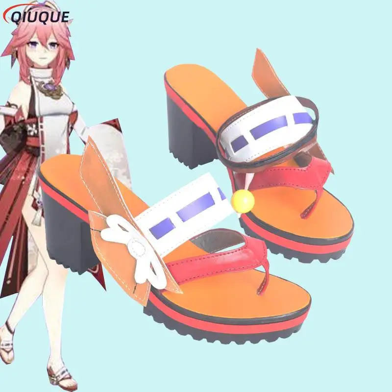 Raiden Shogun Baal Yae Miko Cosplay Schoenen Genshin Impact Cosplay Schoenen Spel Anime Rollenspel Props