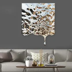 Aqumotic Peel and Stick Wallpaper Customized Wave Decorative PVC Plate Background Wallpapers Fake Metal Mirror Embossed