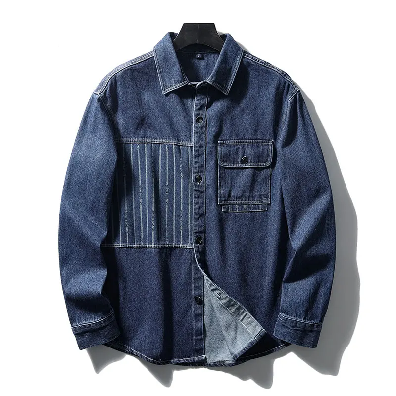 

Мужская джинсовая куртка в стиле ретро-джинсовый кэжуал, весенняя, модная, с воротником-стойкой, универсальная, свободного кроя, для городской молодежи...