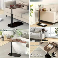Adjustable height table - with wooden tabletop, portable sofa side table, suitable for coffee, office, and indoor/outdoor use 6