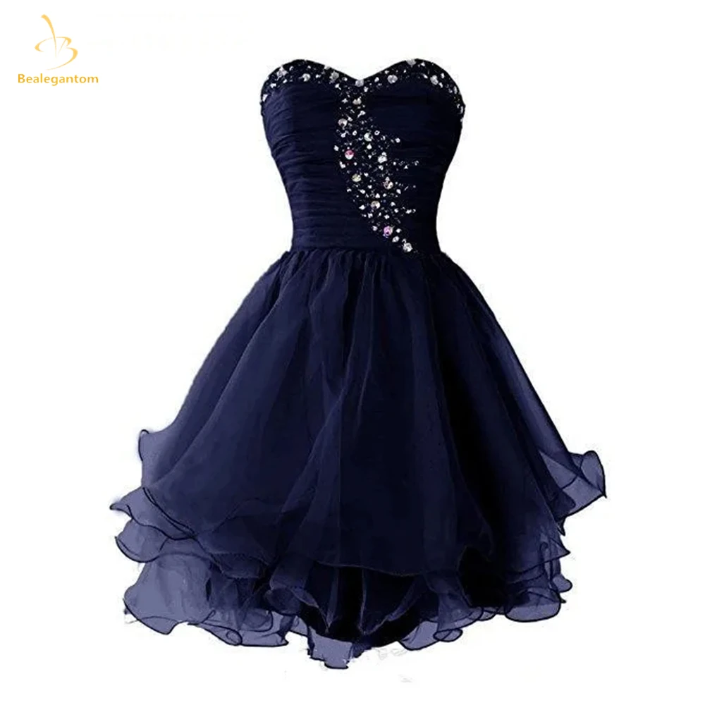 Vestidos de Baile curto frisado, Uma linha Mini Gradation Cocktail Formal Prom Party Gown, Querida frisada, QA72