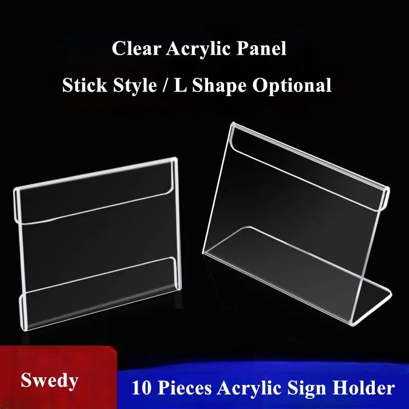 30 Pieces 9x6cm L Shape Acrylic Price Tag Sign Holder Clear Desktop Tent Card Display Stand Stick Table Label Holder Frame