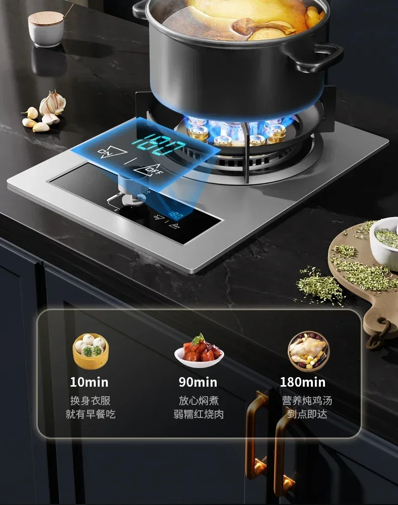 موقد منزلي واحد لسطح المكتب، متوافق مع الغاز المسال والغاز الطبيعي، تصميم شرس موفر للطاقة