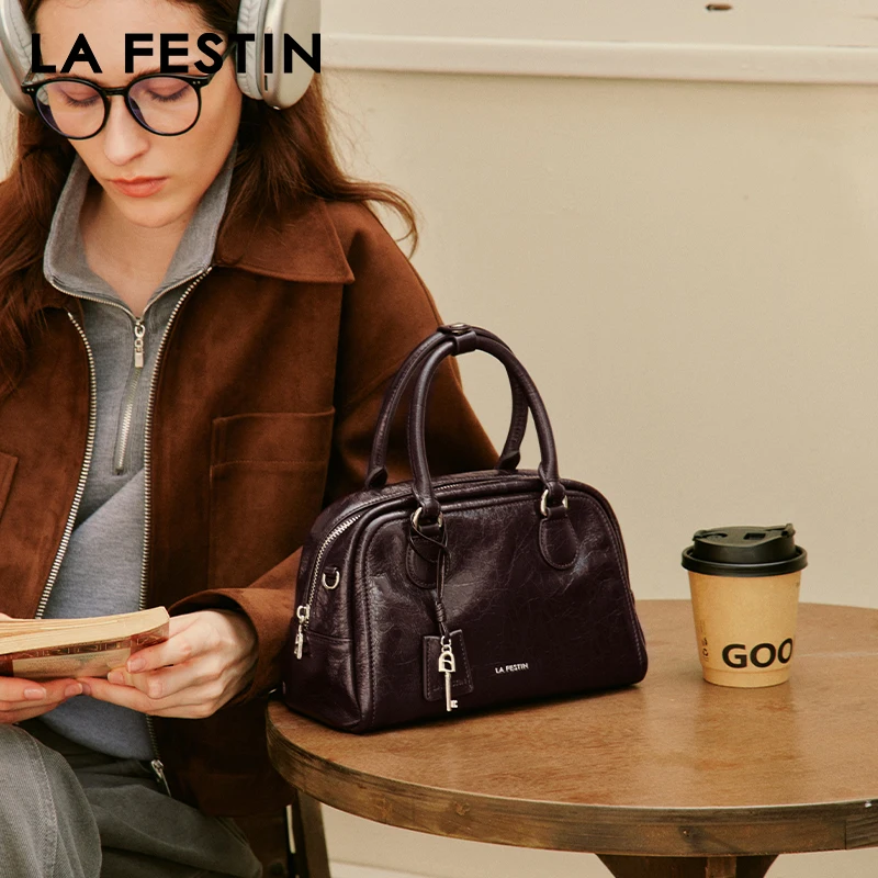 LA FESTIN Original Trend Boston Bag Handbags Women Shoulder Bag Leather Bag Fashion Crossbody Bag Luxury Brand Bag Lady Bag