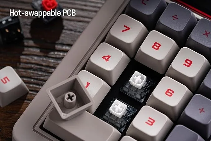 Ondersteuning PC Hot-swappable Snelkoppeling BT/2.4G 8Bitdo 18 Toetsen Retro Mechanische Numpad voor Windows Android Rekenmachine