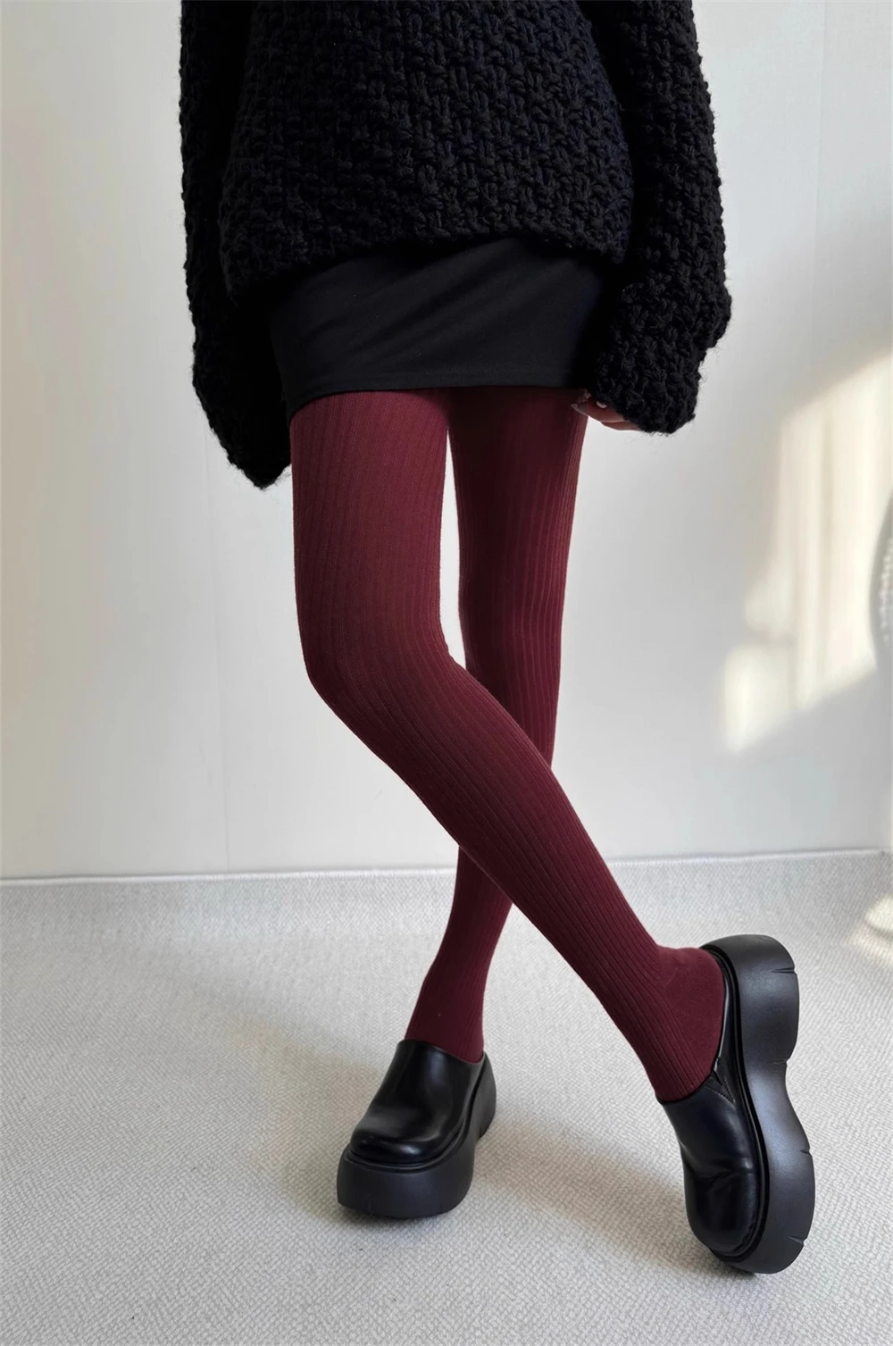 Autumn Winter Lady Thickened Warmth Plus Velvet Stockings All-match Solid Color Bottoming Pantyhose Women's Tights Thighs Socks