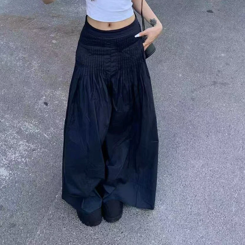 

Ladies' high waisted pleated A-line straight leg pants, fashionable and versatile wide leg pants, high-quality pants, 2025, new