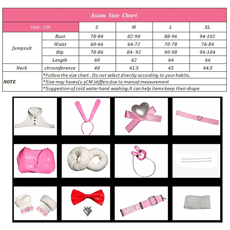 لعبة ROLECOS NIKKE آلهة النصر الحليب تتفتح الأرنب زي تنكري لفتاة وكيل الحليب الوردي المرأة بذلة هالوين كرنفال البدلة