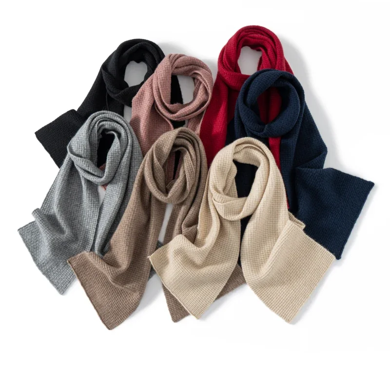 

Сплошной цвет, 100% кашемир, утолщенный вязаный шарф средней длины, зимний модный теплый шарф унисекс для пар, праздничный подарок