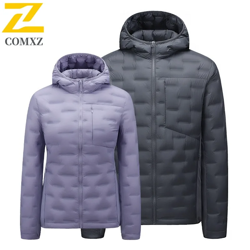

COMXZ Мужской пуховик премиум-класса 2025, повседневная парка с капюшоном для путешествий на открытом воздухе, морозостойкая парка для пешего туризма, утолщенное теплое зимнее пуховое пальто