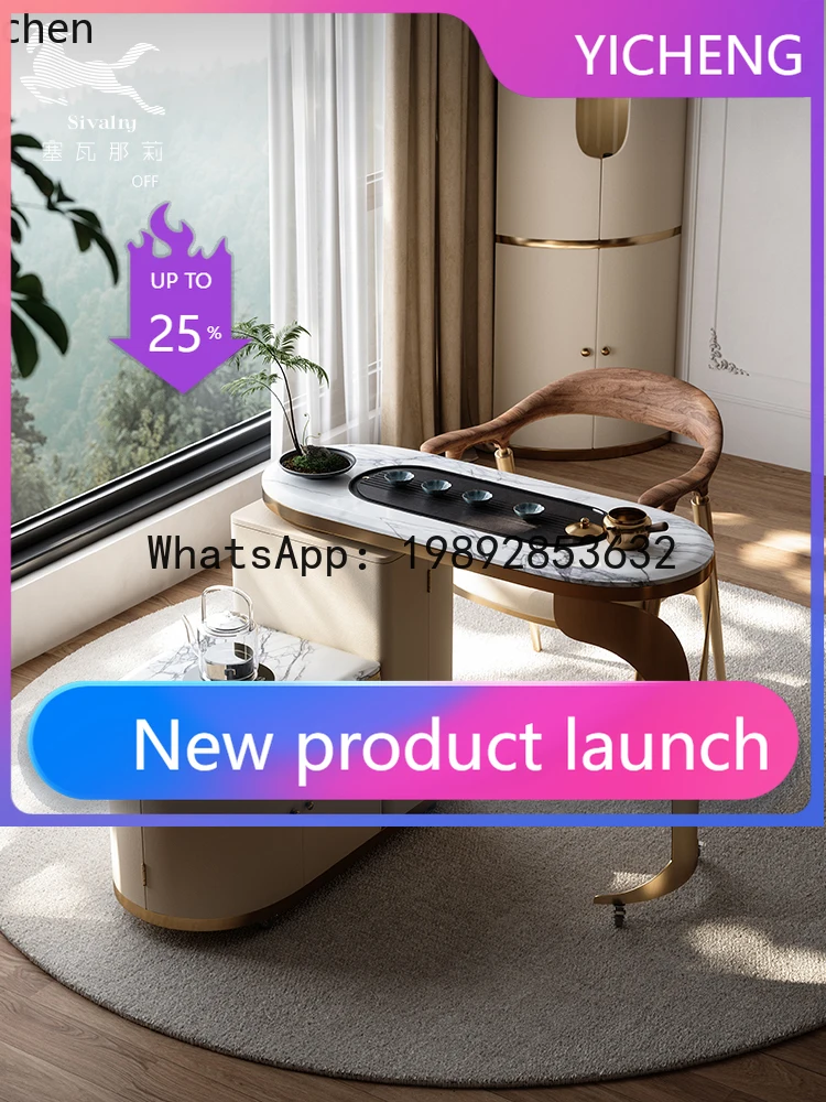 

A2-26 lig luxury balcony tea table rotatable tea cart integrated villa household kung fu tea table