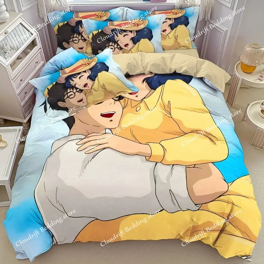 

comic Hayao Miyazaki,Microfibre Bedding Sets, Children's Bed Linen with Zip Ponyo Motif , Room Decor Duvet Cover for adult741