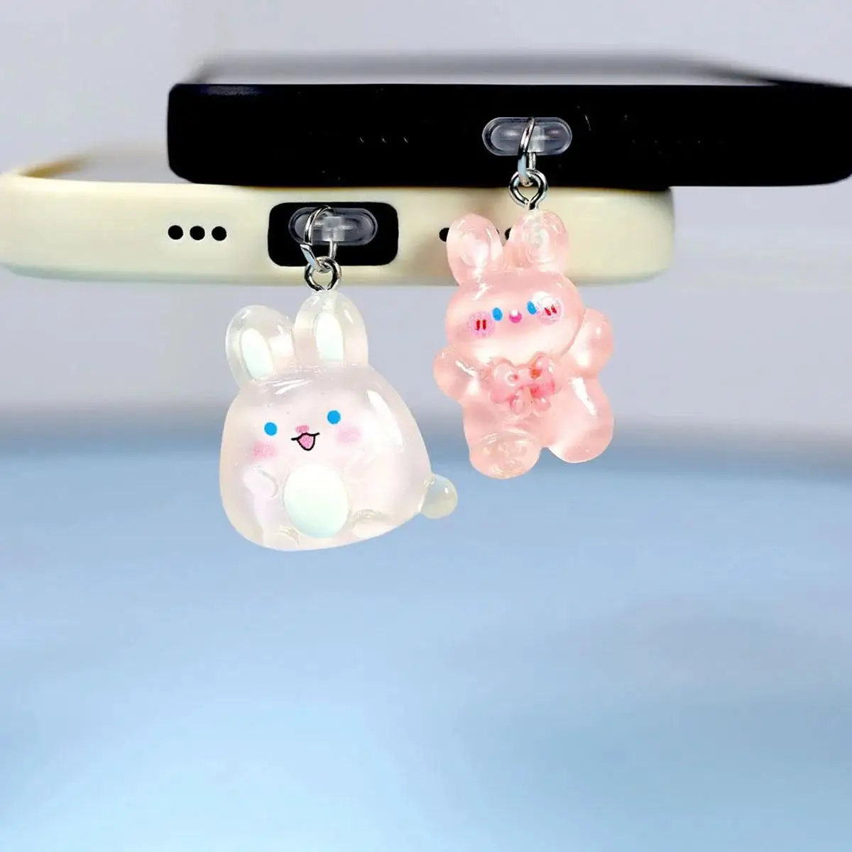 Cute rabbit Dust Plug Phone Charge Port Plug For iPhone For Airpods Type C Dust Protection Stopper Pendant Couple Gift ﻿