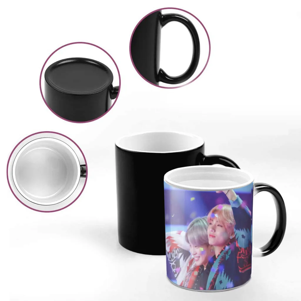 Kpop-One Piece Coffee Mugs And Mug Creative Color Change Tea Cup Ceramic Milk Cups Novelty Giftslayers