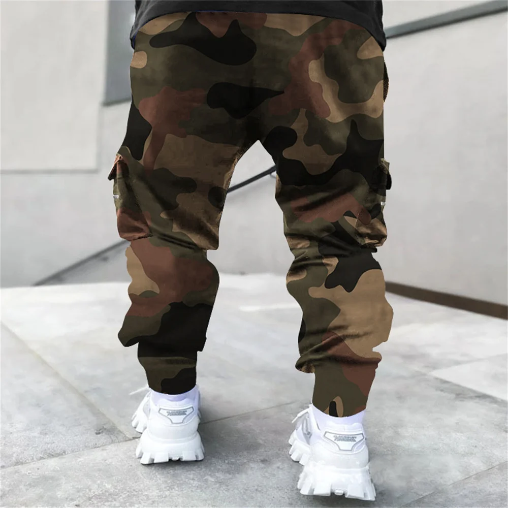 High quality men\'s pants cashew flower casual sports Haren pants loose high street multi-bag overalls Fashionable streetwear