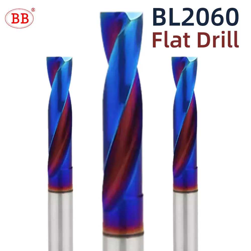 

BB Flat Drill 180 Degree CNC Drilling Tool Coated Solid Carbide for Metal Alloy Steel Hole BL2060