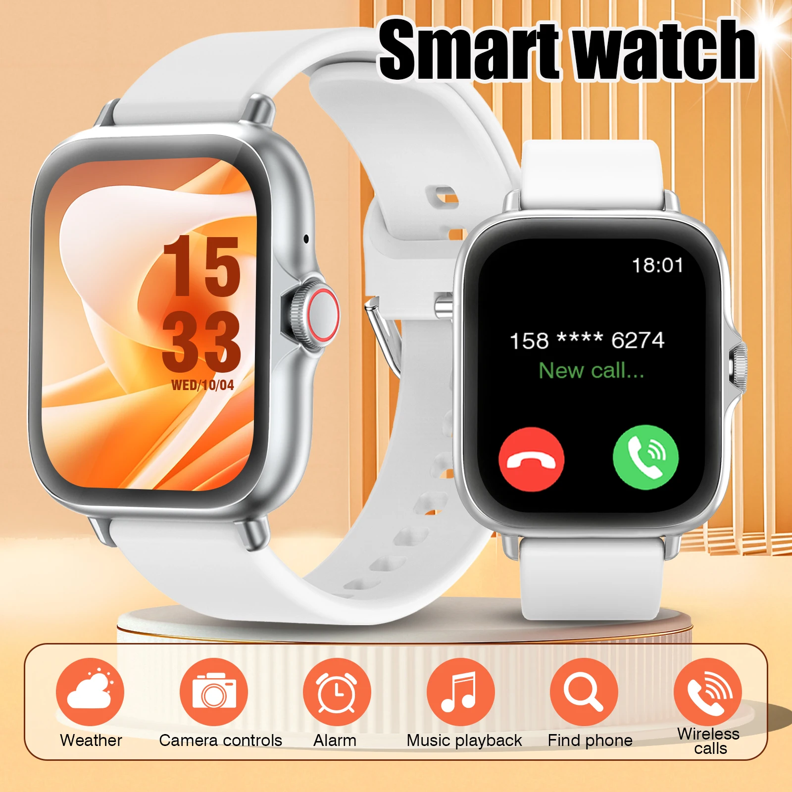 

Smart Watch, Wireless Call/Dial, Multiple APP Reminders, Suitable for Men and Women, Sports Watch, Compatible with IPhone/Andrio