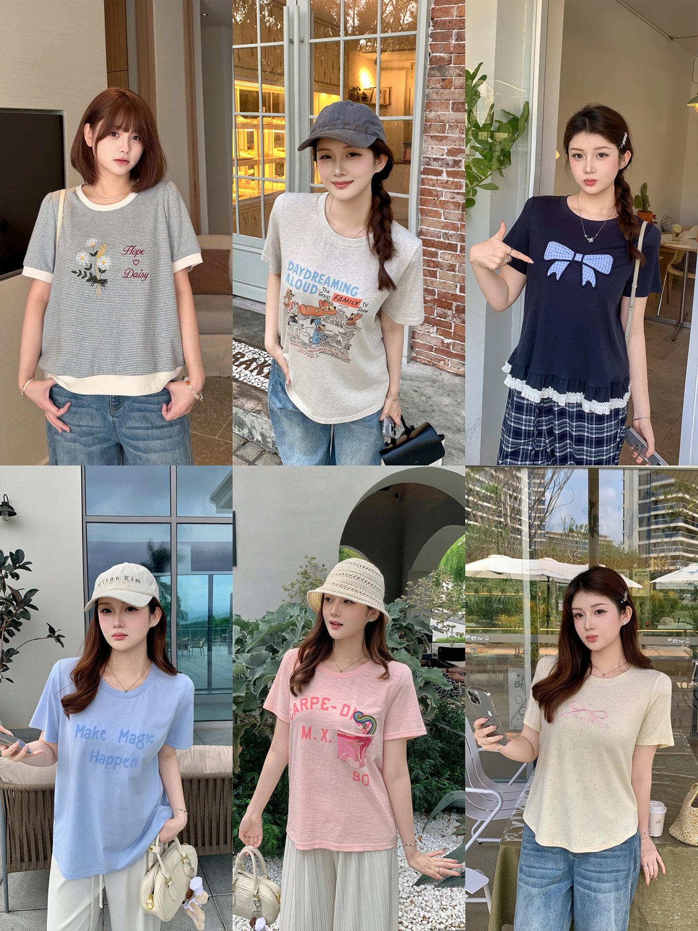 

New Arrival plus Size Women's T-Shirt round Neck Casual Style Korean Fashion Shoulder Width Regular Sleeve Cotton Summer Top