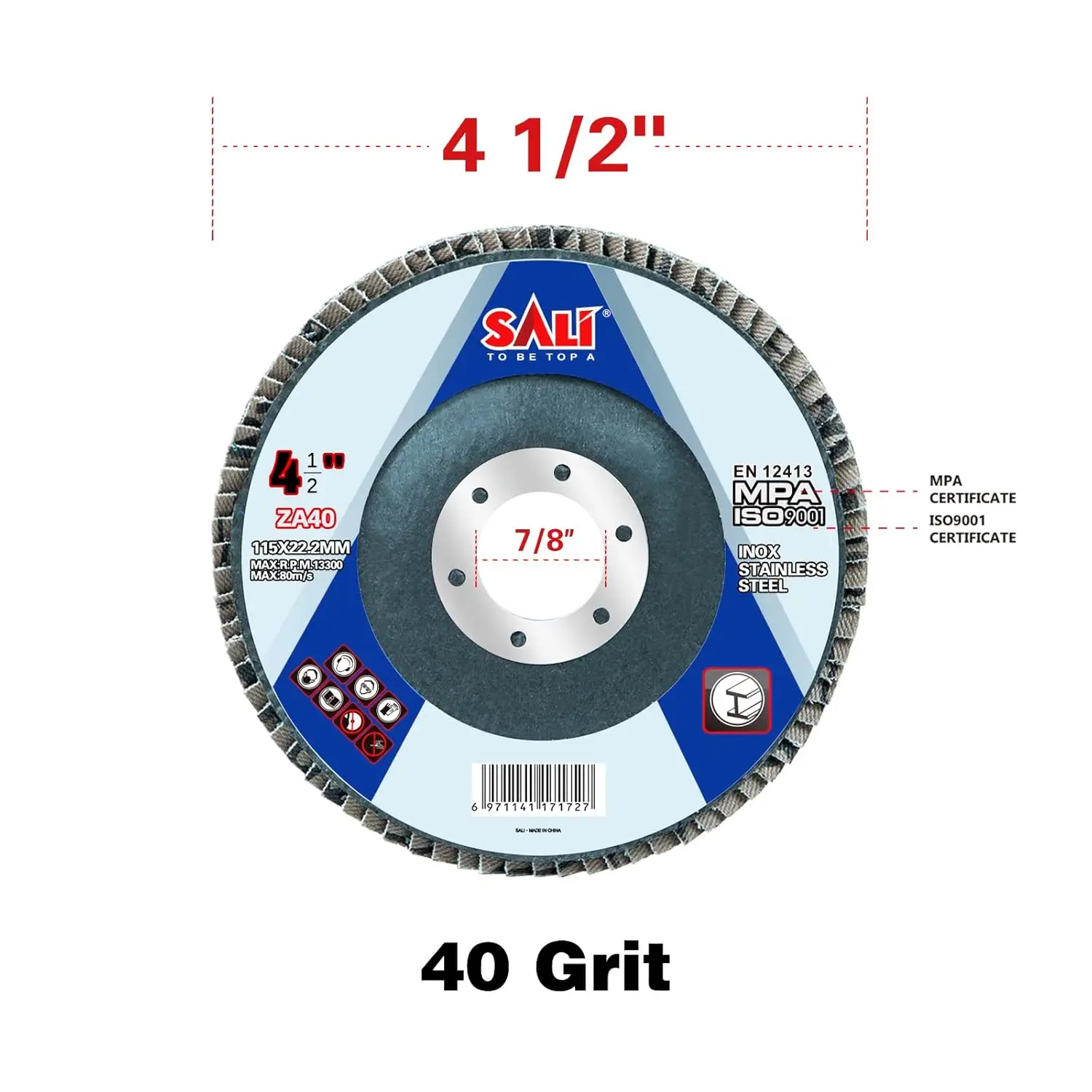 Zirconia Flap Disc 40 Grit 4.5