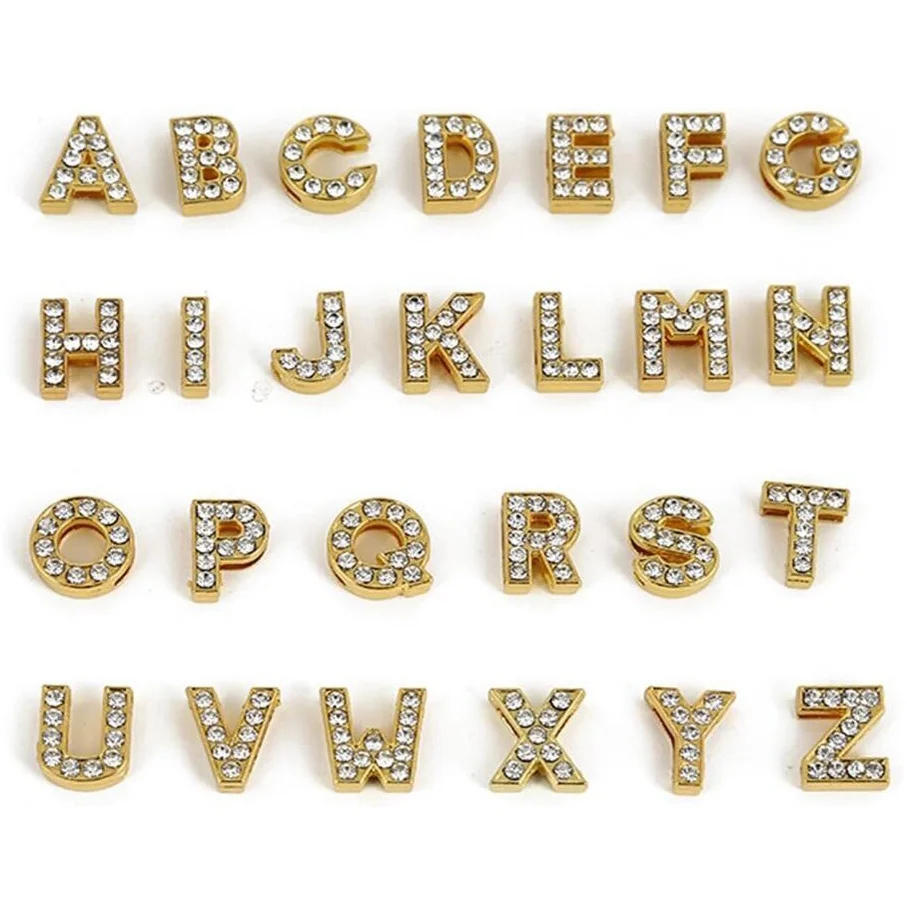 26 pezzi di accessori per unghie con ciondolo in acrilico con alfabeto dorato AZ 26 ciondoli per nail art con lettere con strass forniture per la creazione di gioielli fai da te *