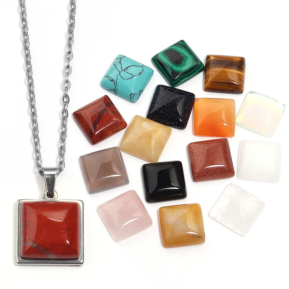 

5pcs Multiple Types Natural Stone Cabochons Cube Agate Turquoise Cabochons For Jewelry Making DIY Pendant Bracelet Accessories