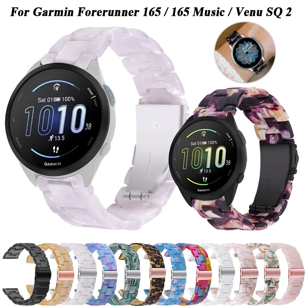 20mm Watch Strap For Garmin Forerunner 165 645 245 Music 158 55 Band Resin Bracelet For Venu SQ 2/Venu2 Plus Watchband Wristband