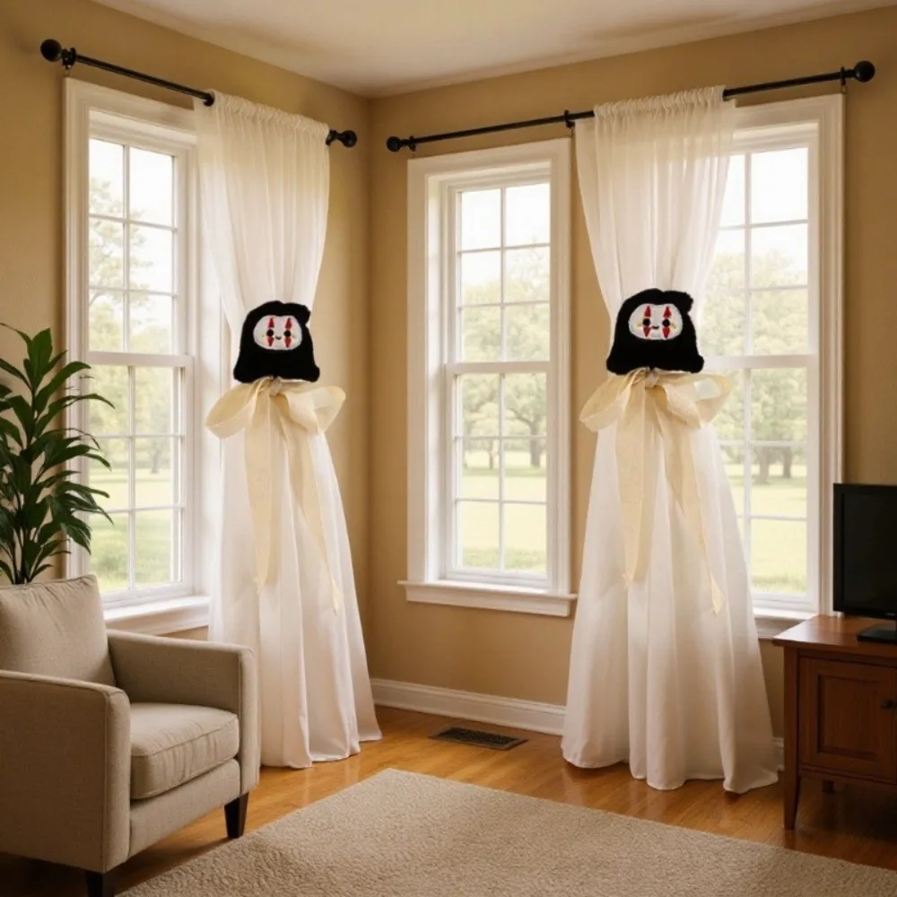 Jack-o-lantern Window Decorations Halloween Home Decor Accessories Halloween Curtain Tiebacks Funny Witch Hat Pumpkin for Party
