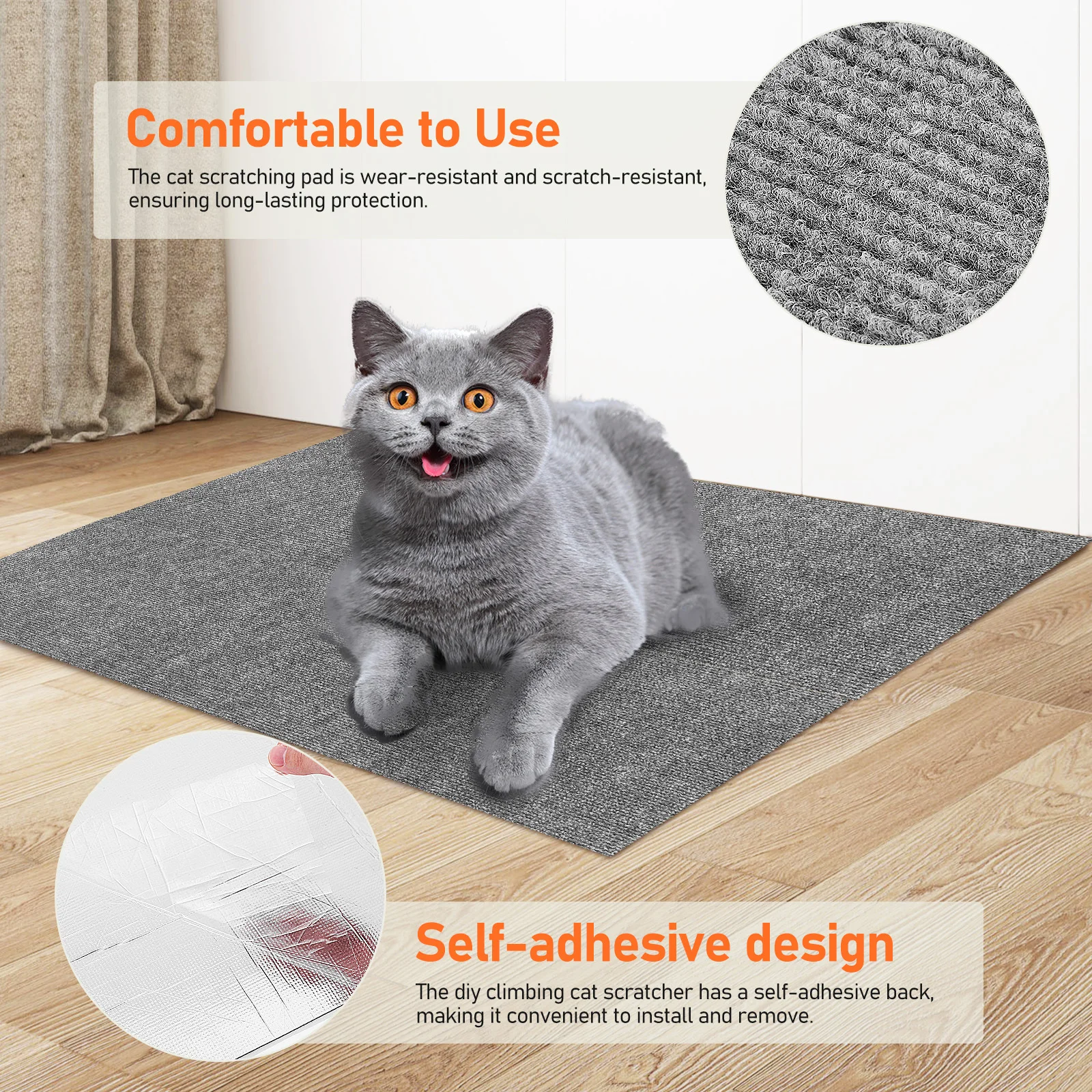 

2 pcs Scratch Pads Self-Adhesive Diy Climbing Cat Scratcher For Wall Sofa Protection Scratch-Resistant Mat Cat Scratch Furniture