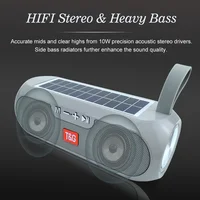 Altavoz Bluetooth TG182 de energía Solar, Subwoofer inalámbrico TWS portátil, columna de graves para exteriores, estéreo HiFi, FM, AUX, TF, reproductor de música USB