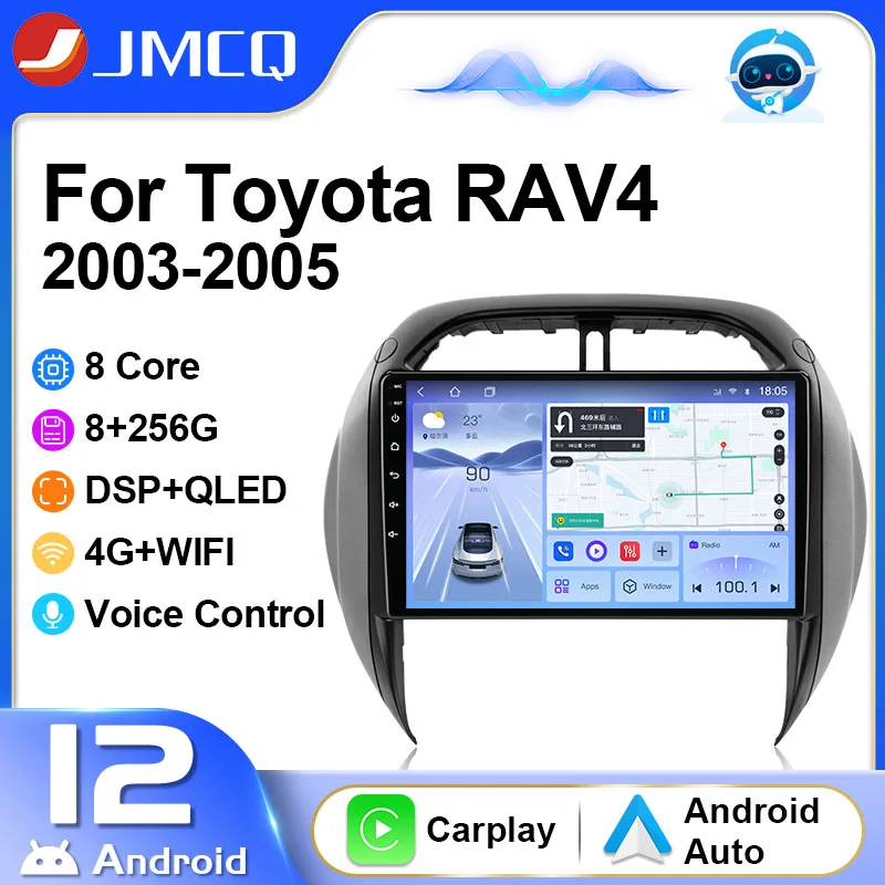 

JMCQ 2Din Car Radio Multimedia Player for Toyota RAV4 RAV 4 2003 - 2005 Navigation GPS Head Unit Wireless Carplay 4G Android 12