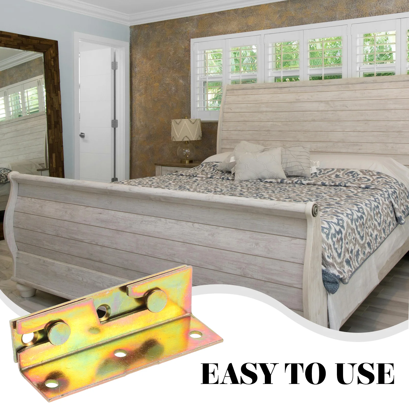 

4Pcs Bed Frame Brackets Heavy Duty Wood Bed Rails Fasteners Minimalist Design Headboard Rail Bracket Headboard Bracket