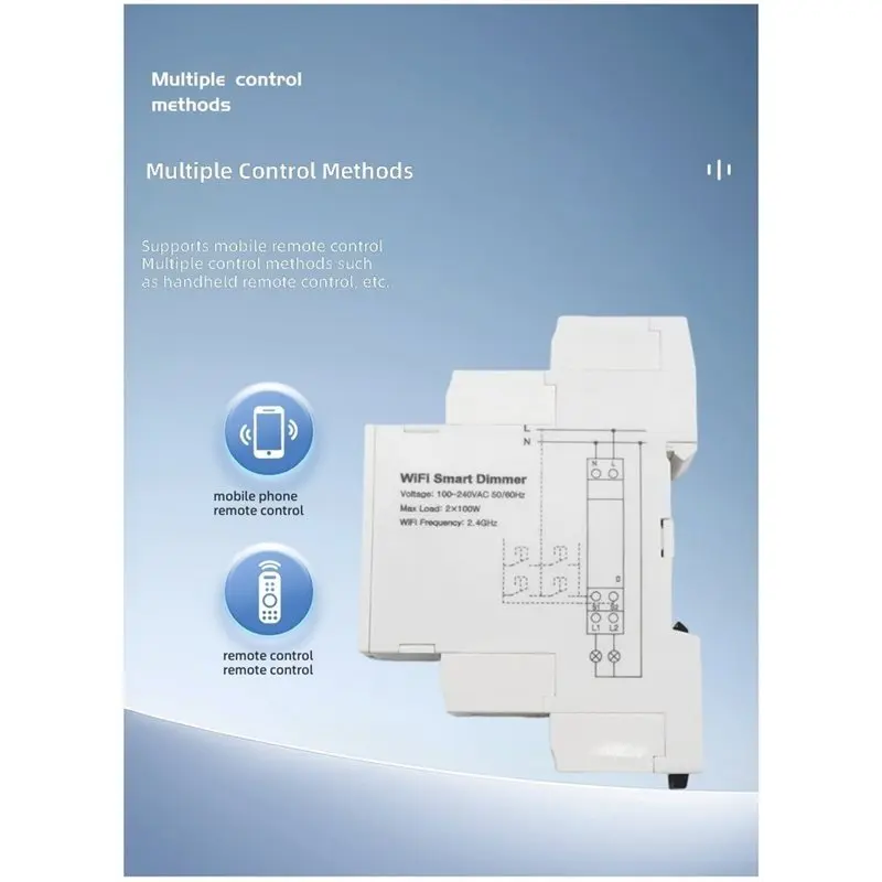 ABVA-Tuya Smart Wifi Dimmer 2.4Ghz AC 100-240V Dimmer App Controlled Real-Time Monitoring Din Rail Installation