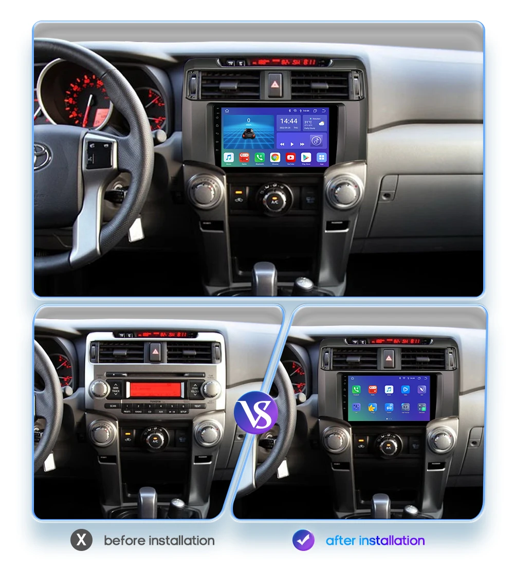 Hizpo Android 13 Car Radio For Toyota 4Runner 2009-2019 4 Runner Multimedia Video Player Stereo GPS Carplay Autoradio 8+128G DSP