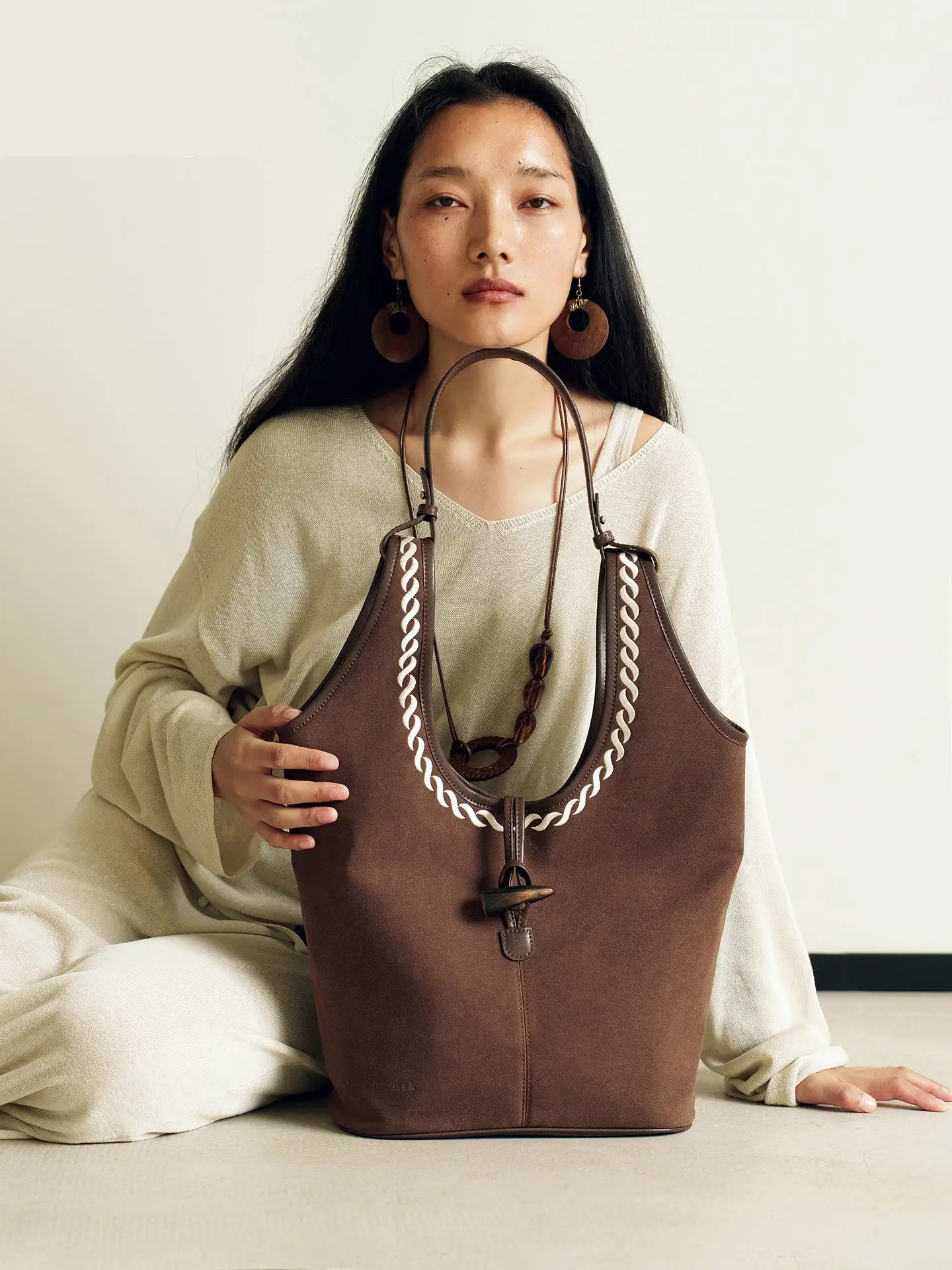 

Luxury Brand Women's Bag Simple Casual Versatile Imitation Suede Frosted Suede Bucket Type Single Shoulder Bags For Women Trendy