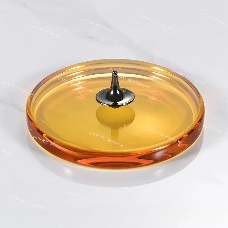 Crystal Spinning Top Tray, Glossy Smooth Tray, Double-sided Concave, Hand-twisted Spinning Top Display Stand with K9 Base