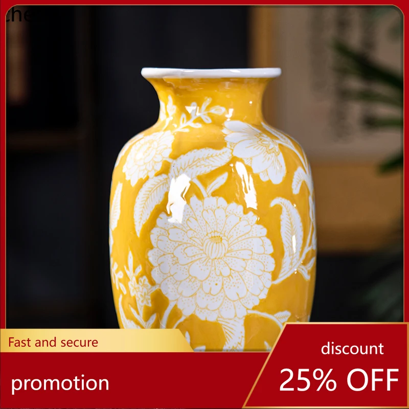 

HXL Ceramic Ornaments Simple Vase Living Room Bedroom Decoration Blue and White Porcelain Vase