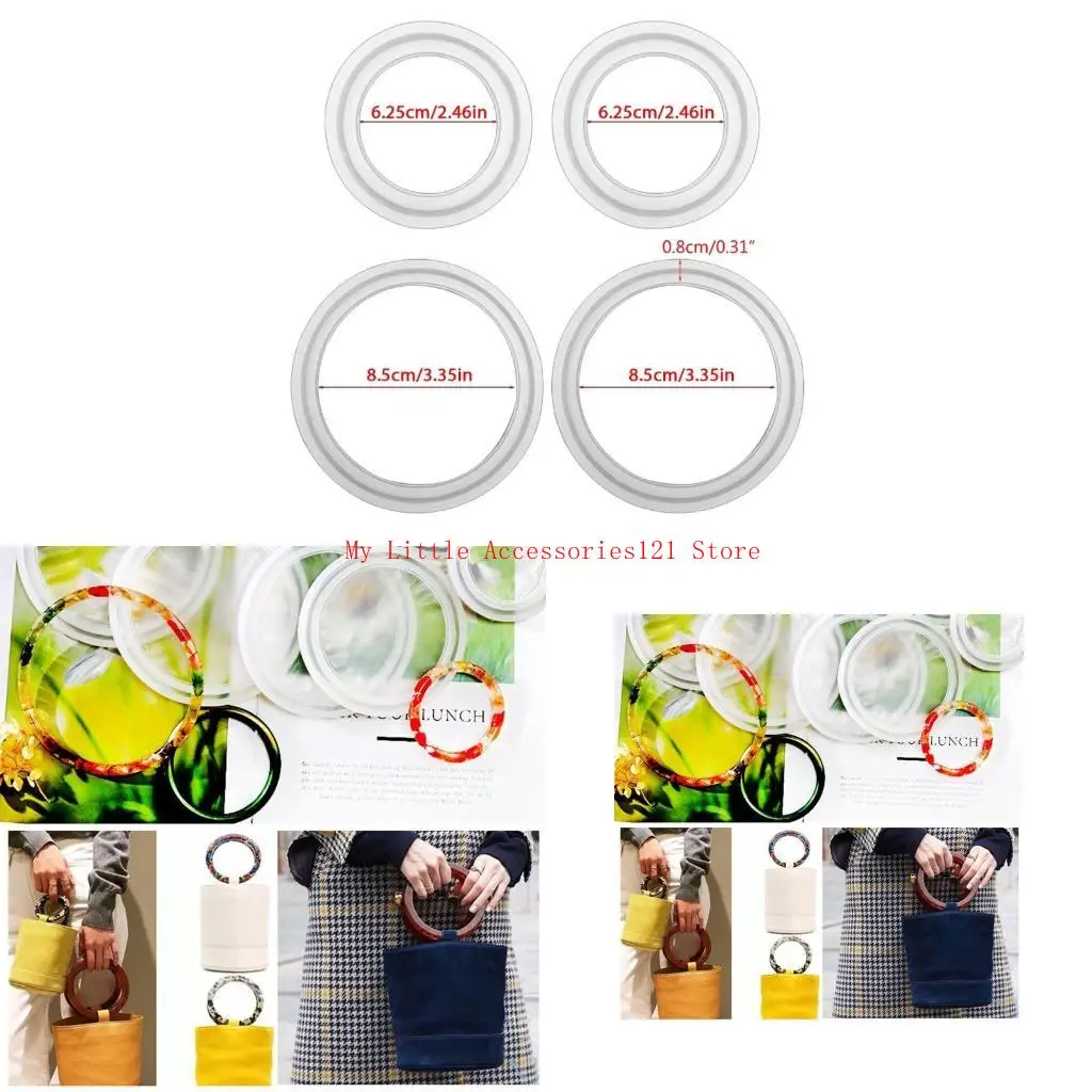 

4 Pcs Women Bag Handbag Handle UV Crystal Epoxy Resin Mold Keychain Bracelet Jade Pendant Silicone Mould DIY Crafts Mold