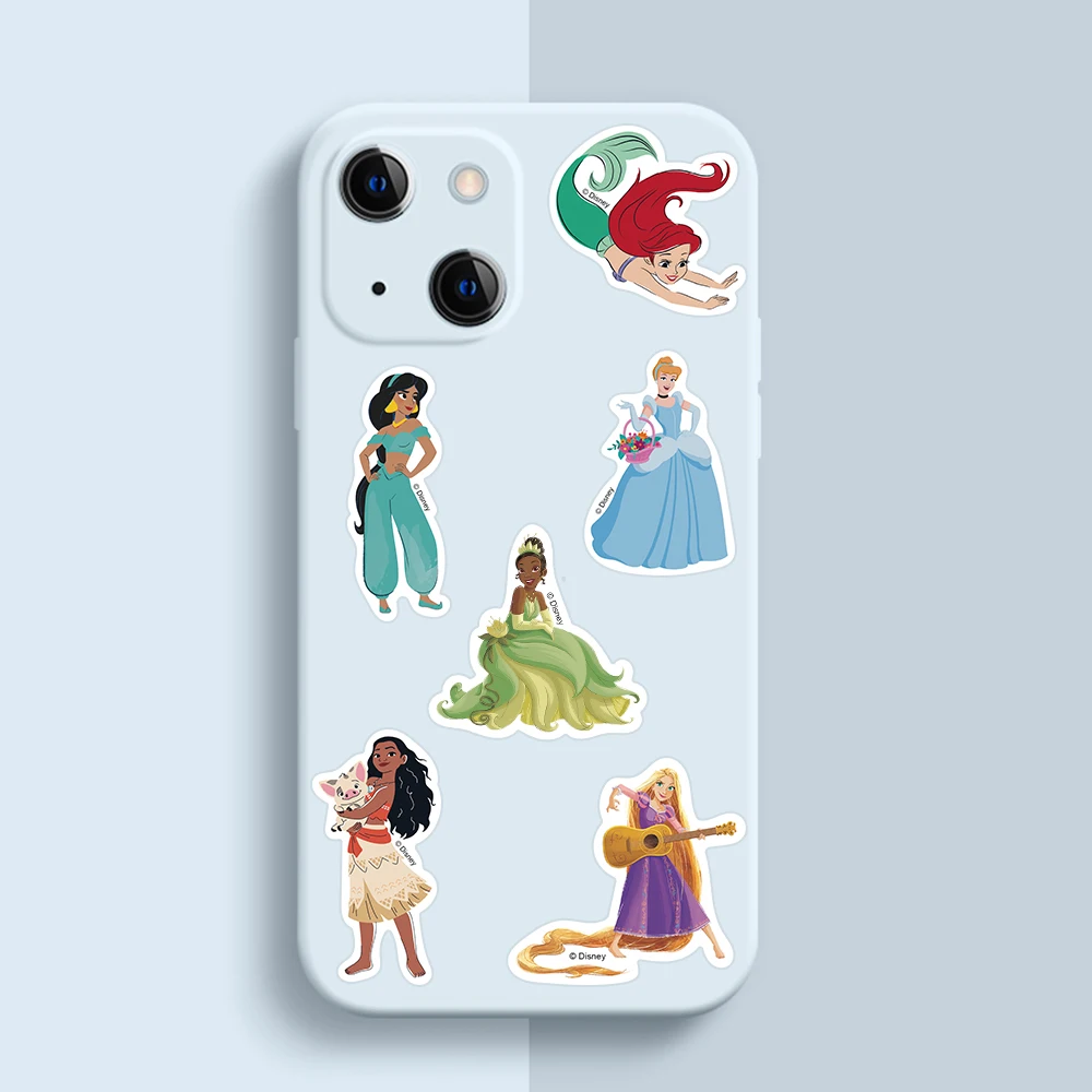 Pegatinas de Disney Blancanieves para niños, 50 piezas, princesa Ariel Belle, calcomanías de grafiti estéticas para niños, portátil, equipaje, álbum