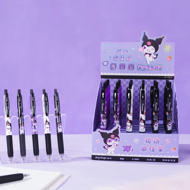 

36pcs/lot Kawaii Sanrio Kuromi Press Gel Pen Cute 0.5mm Black Ink Neutral Pens Promotional Gift Office School Supplies