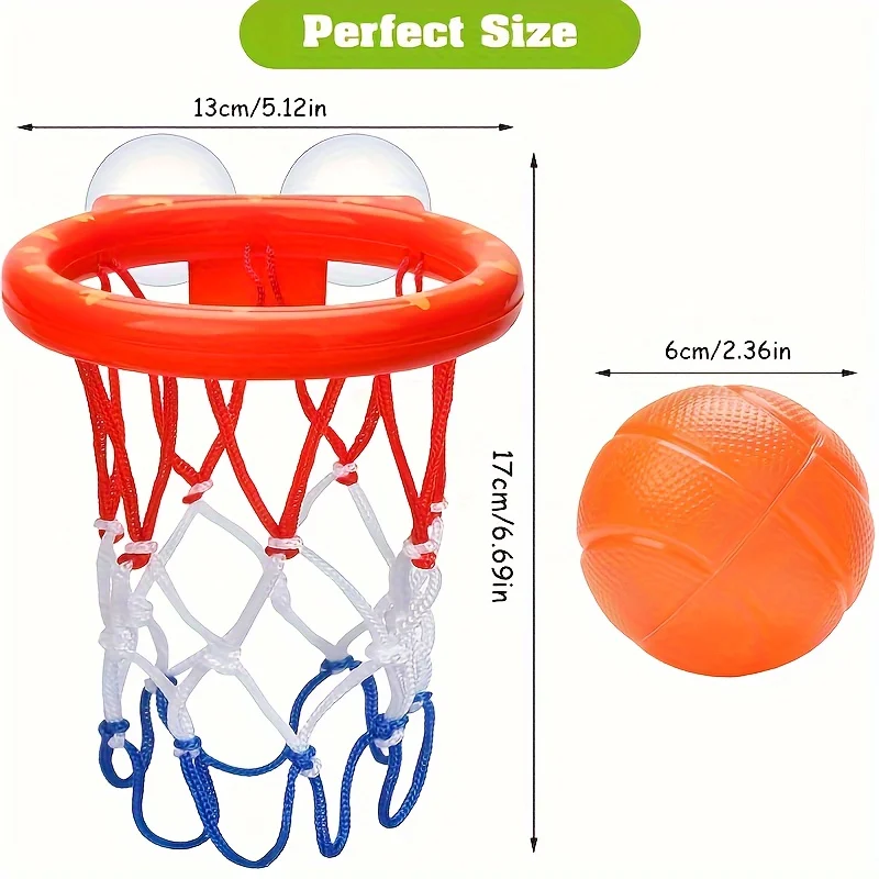 Bathtub toy with suction cup, basketball cap and 3 hole free balls, children's toy, have fun playing, parent-child interaction