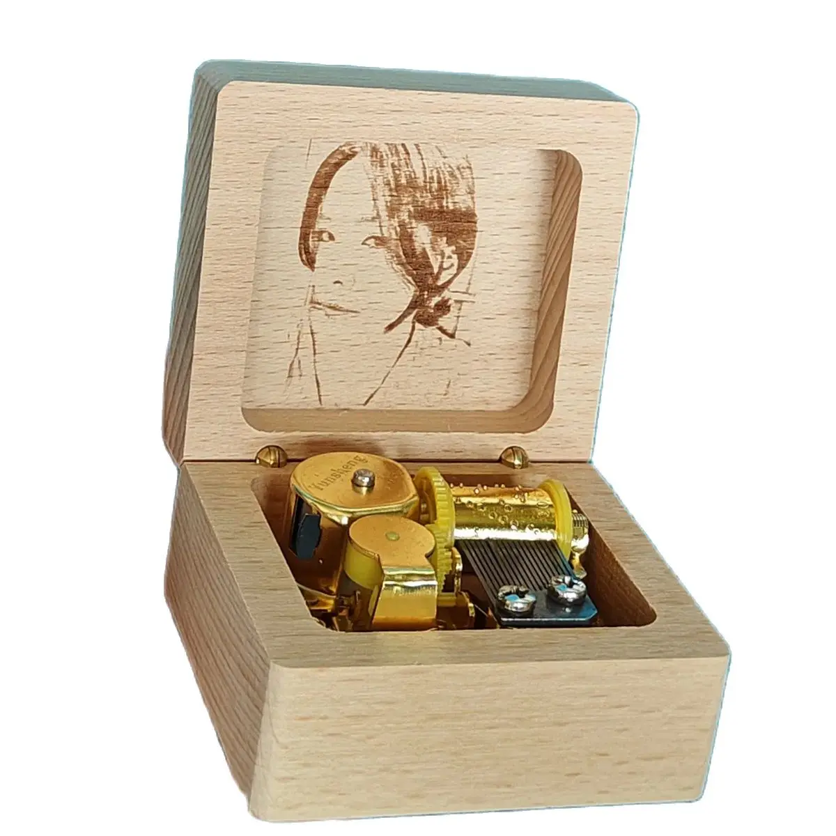 

Music Box with Golden Mechanism, Customized Engraved Photo, Musical Gifts, Unusual Anniversary, Wedding