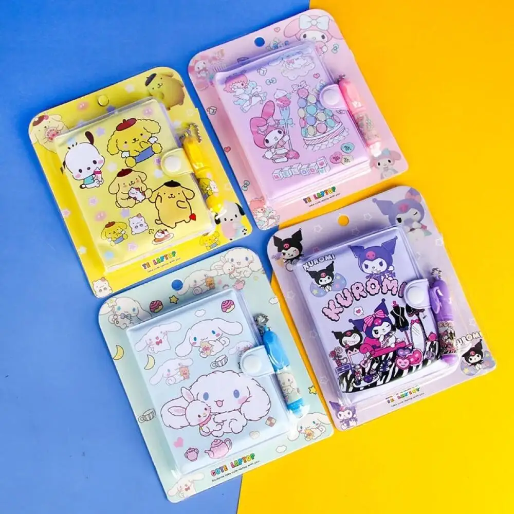 Sanrio Mini Notebook Suit Cartoon Kuromi Cinnamoroll Color Printing Portable Notebooks Stationery Give Away A Ballpoint Pen