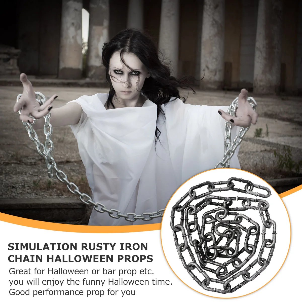 2pcs Realistic Fake Prison Chains Plastic Costume Props Scary Decor For Cosplay Stage Performance Haunted House Party Fake Rusty